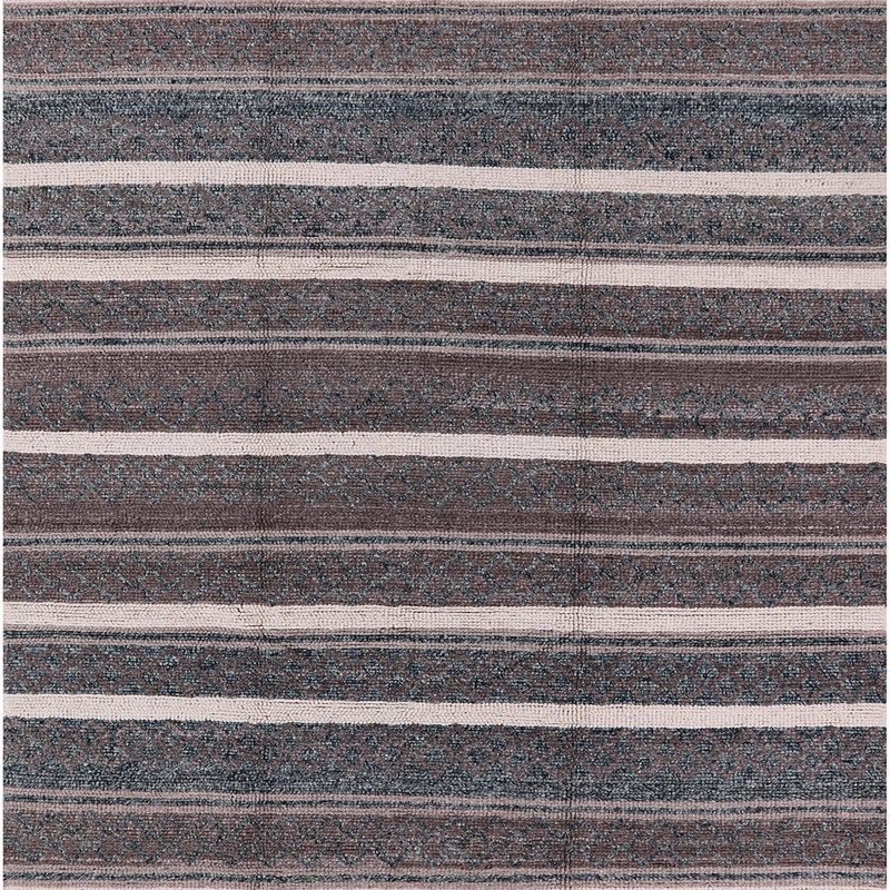 Tapis gris à rayures Ellijay, Carré 3 pi