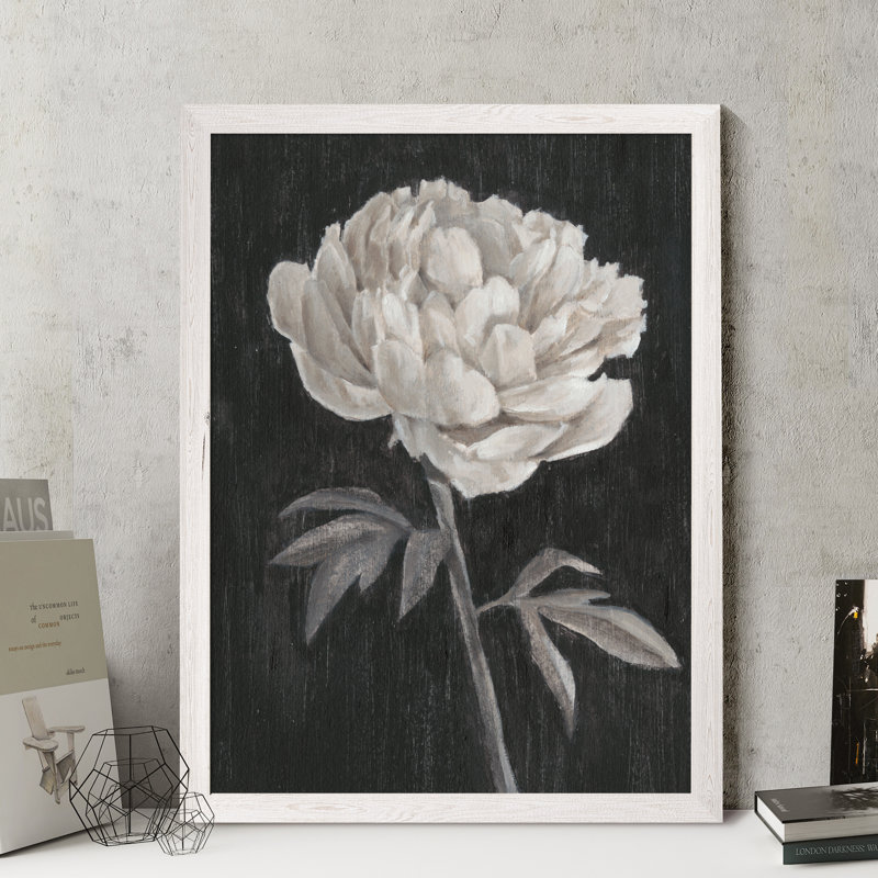 «Black and White Flowers I» par Paul Cezanne - reproduction d'art encadrée, H 30 po x l 22 po x P 1 po, Toile encadrée, blanc
