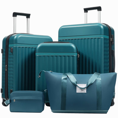 Luggage Set 5 Piece, Hardside Carry On Suitcase , Expandable Luggage With Travel Bags Spinner Wheels TSA Lock