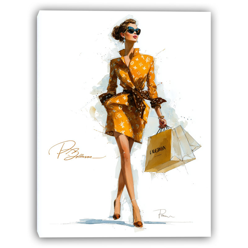 «Golden Couture», art mural sur toile tendue, H 24 po x l 16 po