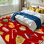 Tapis intérieur rouge lavable à la machine, motif traditionnel de Noël et de nourriture,-133683793