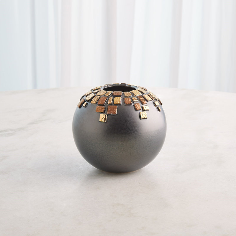 Array Vase-Black Reactive-Sm, 19" H x 22" W x 22 D