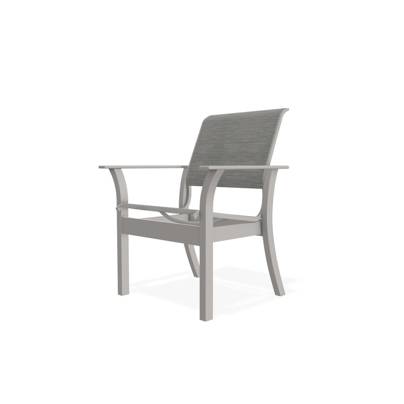 Chaise de café empilable en polymère de qualité marine Leeward Sling, Gris chaleureux, Alliage Sunbrella®
