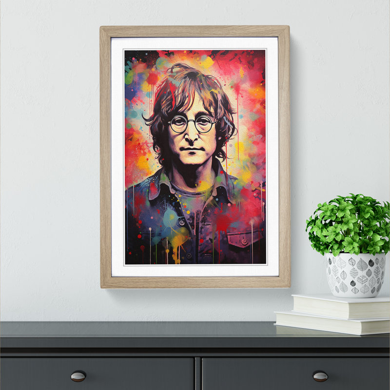 John Lennon Contemporary - Framed Print, 34cm H x 25cm W x 2cm D, Oak Framed