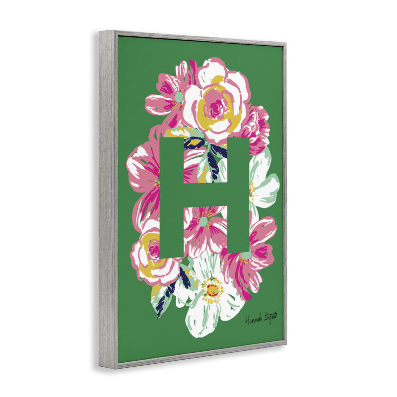 «Floral Bloom», lettre H, giclée encadrée par Hannah Louise Byatt, Estampe numérique Farmhouse, H 30 po x l 20 po