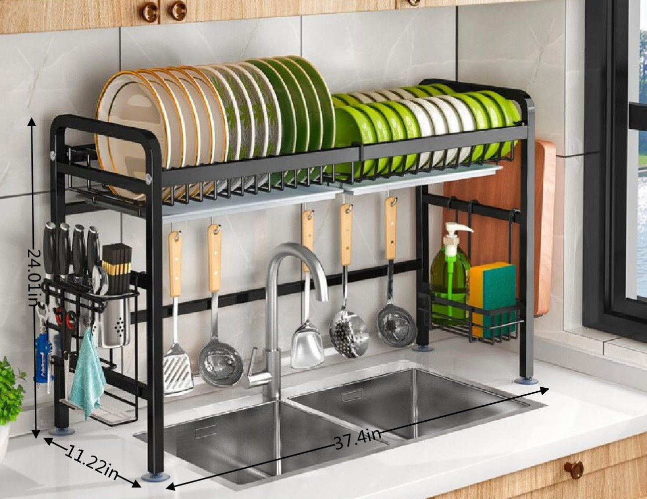 Passetas Adjustable Stainless Steel Over The Sink Dish Rack