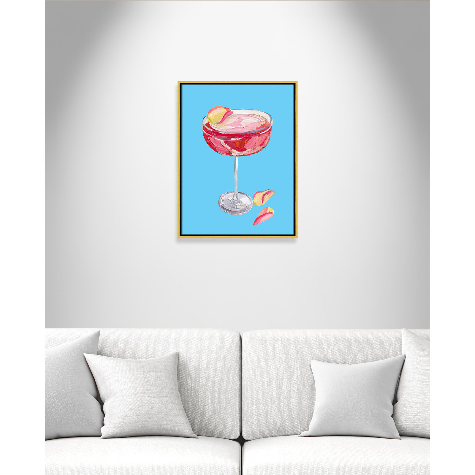 Sparkling Rose Gin Cocktail Print by Straker, 25.5" H x 19.5" W, Gold Floater