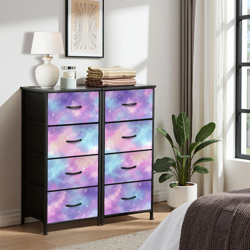 4 Drawer Dresser for Bedroom, Narrow Chest of Drawers, Wooden Top and Study Iron Frame 18"x37.5"-(WxH)