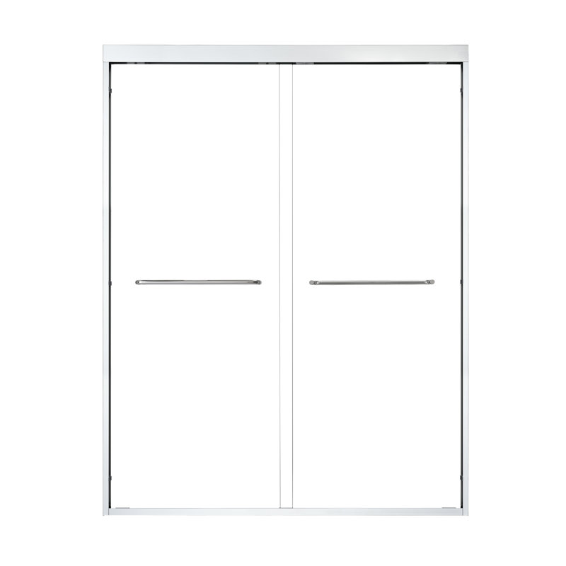 Porte de douche encadrée avec verre transparent l 60 po x H 76 po Ennis, Chrome poli