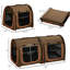 Sac de transport portatif pour chat doux, brun 39 po - deux compartiments, tissu respirant pour animal de compagnie amovible, espace de rangement supplémentaire,
