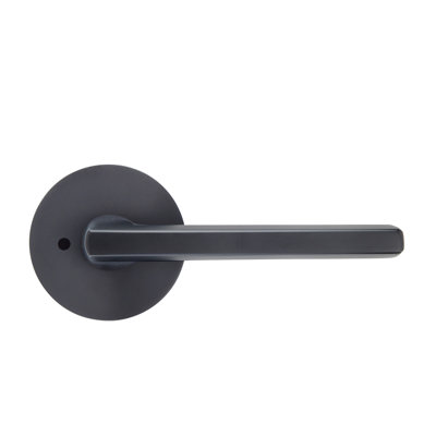 Bravura 839-6 Delray Privacy Lever on Round Contemporary Rose in Matte Black