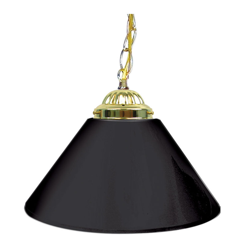 Luminaire suspendu conique 1 lumière Gamya, Laiton, Noir uni