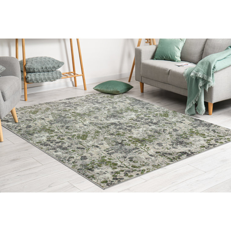 Mamane Transitional Floral Green Area Rug