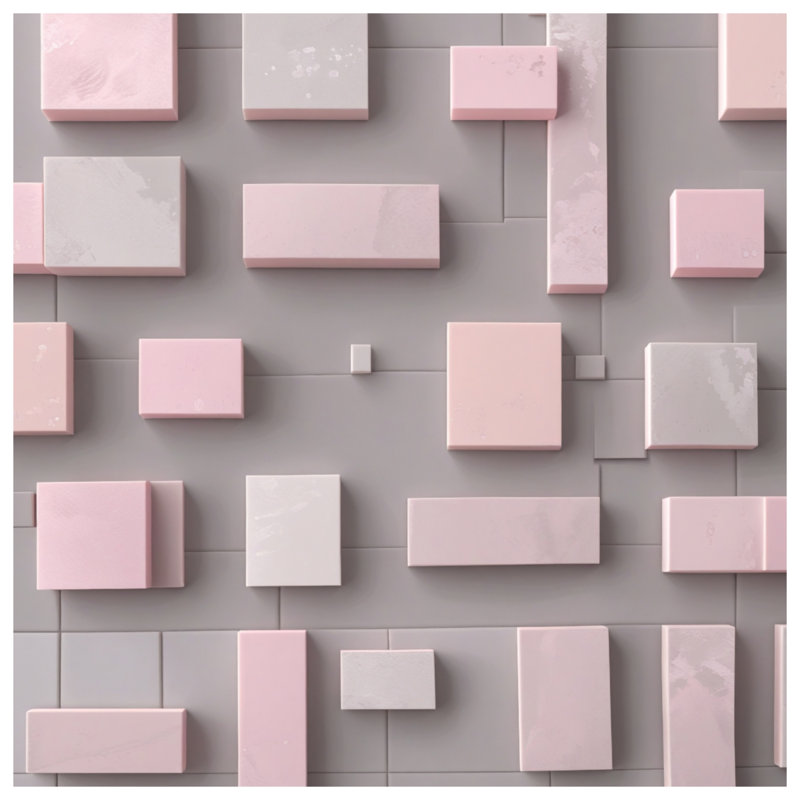 Pink Gray Rectangles Blankets, 50in W x 60in H