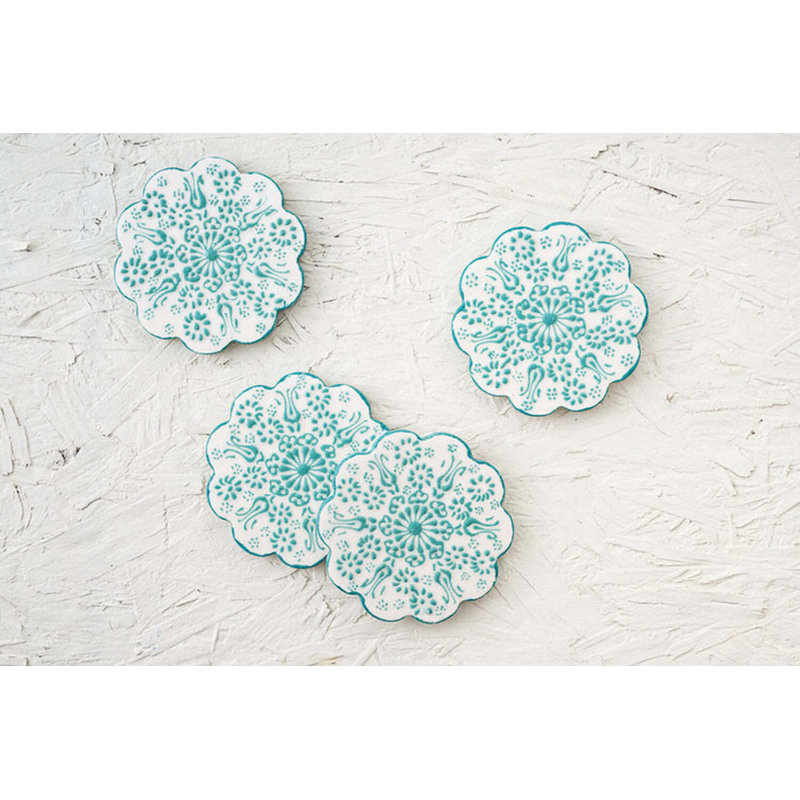 Hand Painted Ceramic Ceramic Coaster, White