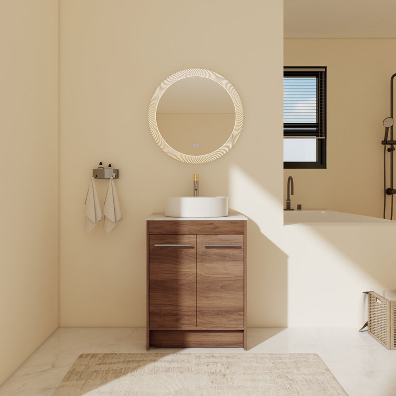 Ensemble de meuble-lavabo simple autoportant 24 po avec plateau en céramique Malysa