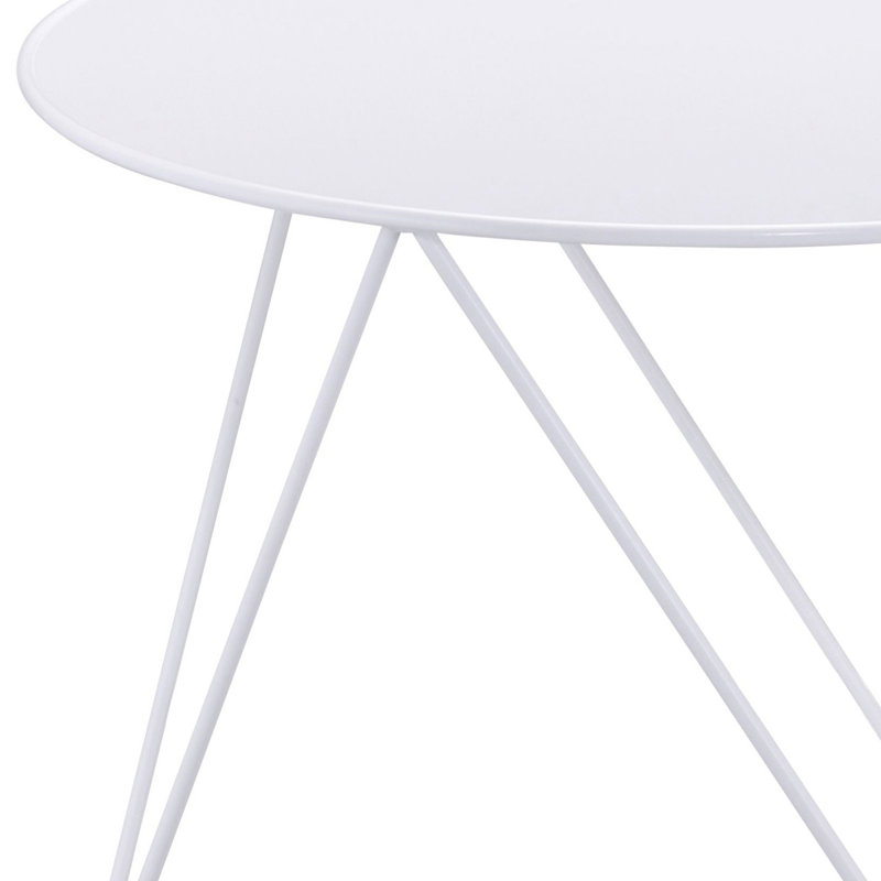 Table d'appoint blanche à base géométrique en métal, Blanc