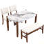 Ensemble de mobilier de salle à manger moderne 4 pièces, coin repas pour 4 personnes pour la cuisine, table de style et 2 chaises et banc rembourrés avec pieds en bois