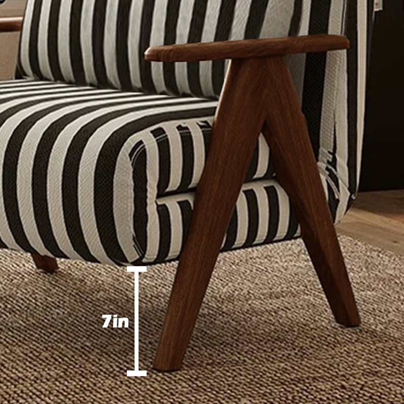 Ensemble de 2 fauteuils rembourrés avec fauteuil et futon avec structure en bois massif, Mélange de lin noir/blanc