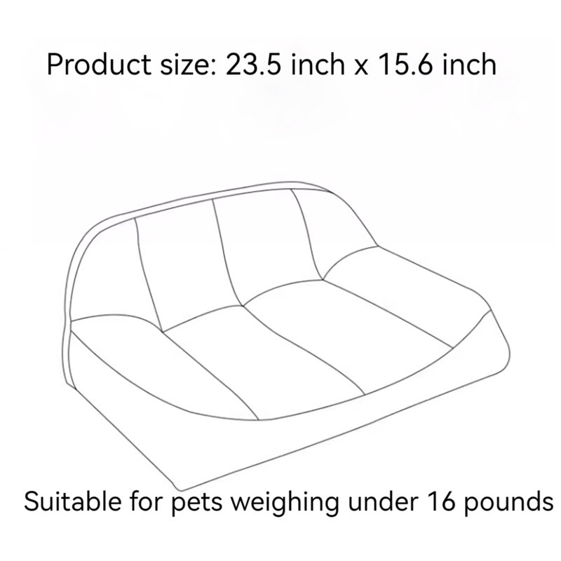 Pet Sofa, H 5,9 po x l 23,5 po x P 15,6 po