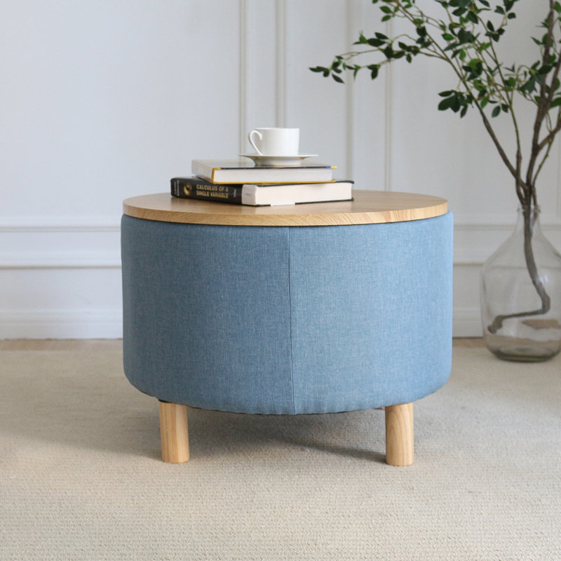 Sauget Solid Wood Single Coffee Table, Blue