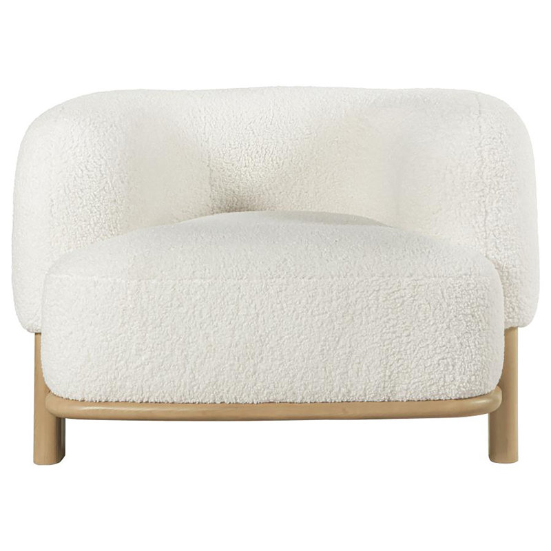 Kendricks Upholstered Barrel Back Accent Chair Ivory, Oak Wood, Ivory Polyester