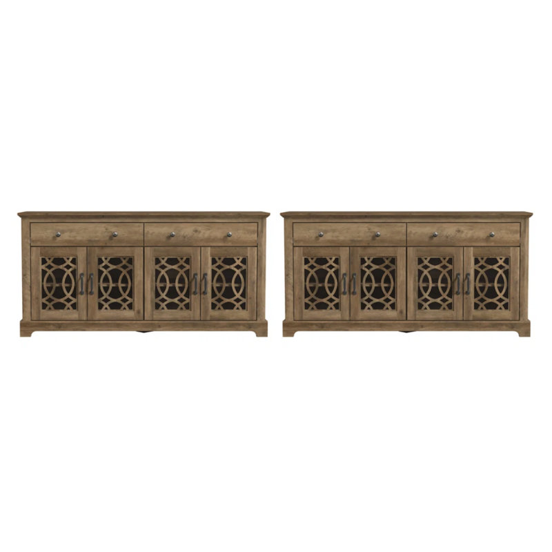Ensemble de 2 buffets de rangement Wragby, Chêne noueux