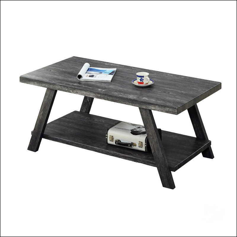 Table basse contemporaine avec tablette en bois et espace de rangement supplémentaire Athens, Gris anthracite