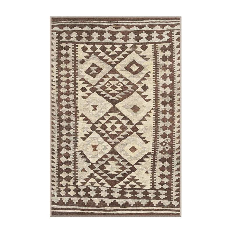 Tapis contemporain beige / brun, Rectangle 5 pi x 8 pi