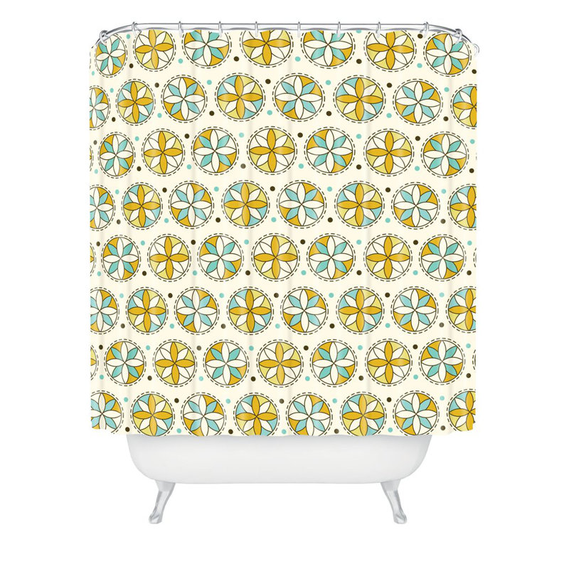 Rideau de douche simple à motif floral + crochets Heather Dutton