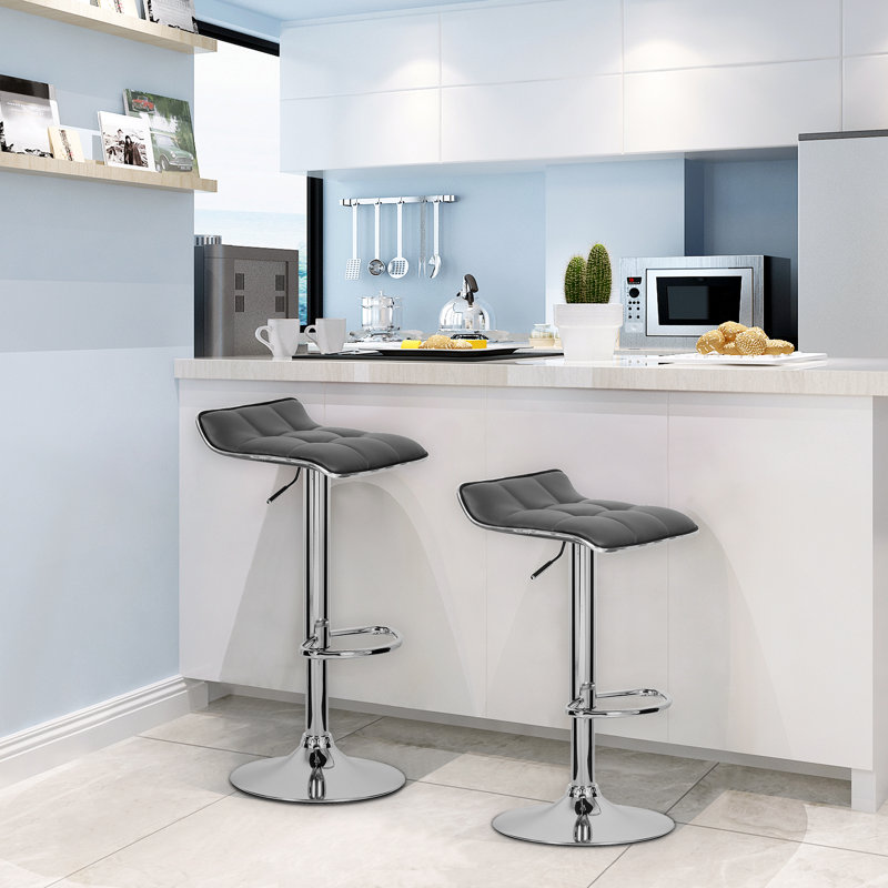 Chrome Plated Steel Bar Stool, Grey