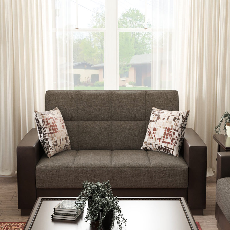 Rangement rembourré, tissu chenille brun pour le salon, capacité de 600 lb avec, petites maisons élégantes, 66 po de hauteur