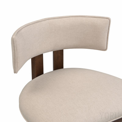 26" Counter Height Bar Stool, Upholstered Counter Stools (Set Of 2)-Walnut+Beige