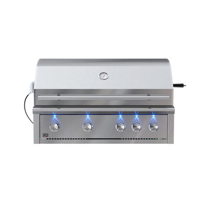 Electactic 42000 BTU 304 Stainless Steel 4+1 Burner BBQ Grill, Pulse Ignition, Dual-Lock Wheels