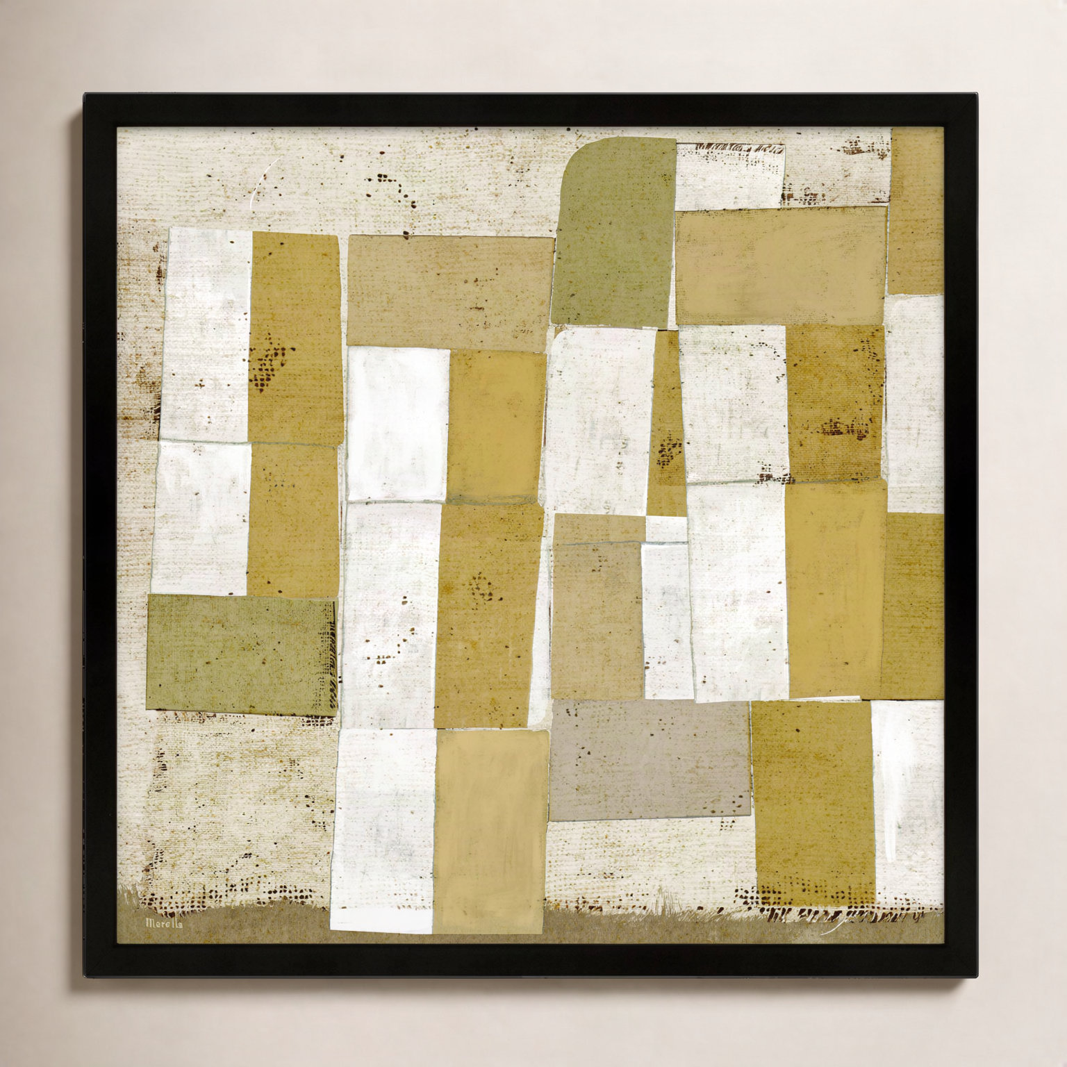 Yellow Hues by Marco Marella for Studio M - Framed Wall Art, 36" H x 36" W, Paper, Maple