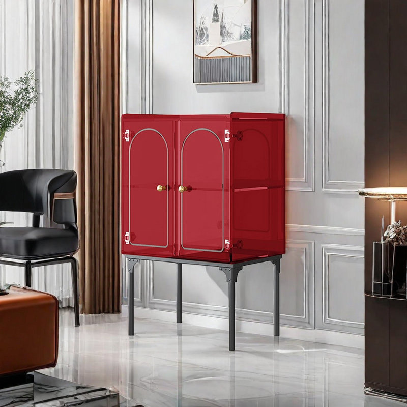 Armoire d'appoint luxueuse de style italien, Rouge