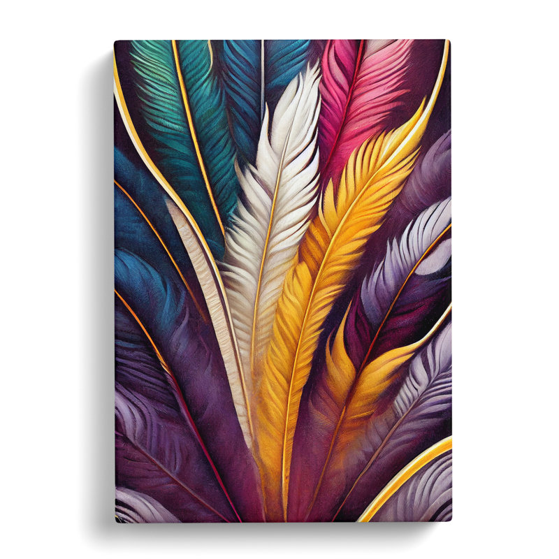 Feathers In Colour No.3 - Wrapped Canvas, 50cm H x 35cm W x 3cm D