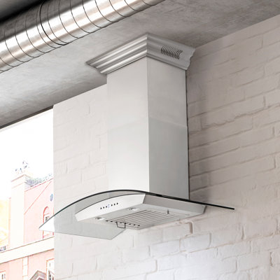 30 in. ZLINE CrownSound™Ducted Vent Wall Mount Range Hood in Stainless Steel with Built-in Bluetooth Speakers (KZCRN-BT-30)