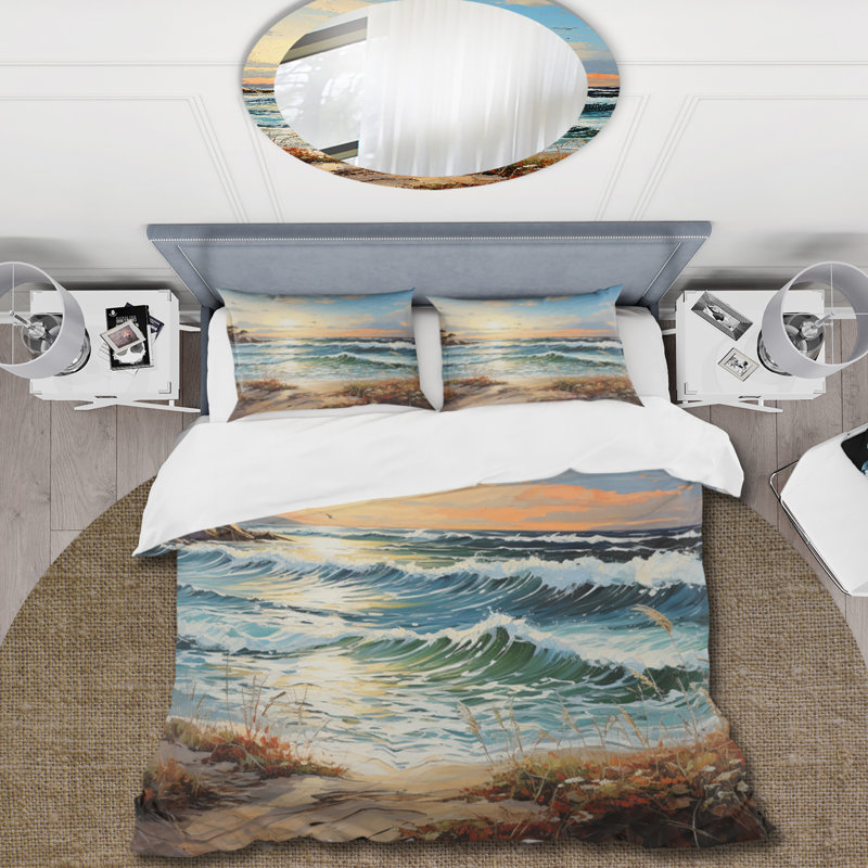 Ensemble de housse de couette Beach Sand Euphoria III Bed, Housse de couette pour grand lit et 2 taies décor