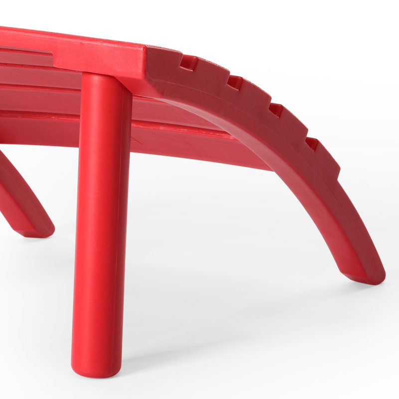 Outdoor Poly Adirondack Chair With Ottoman, Red