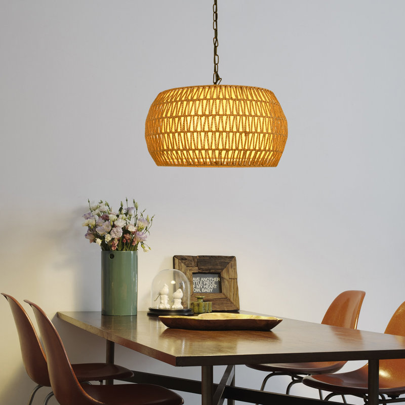 Luminaire suspendu tambour tissé 3 lumières Amenadiel