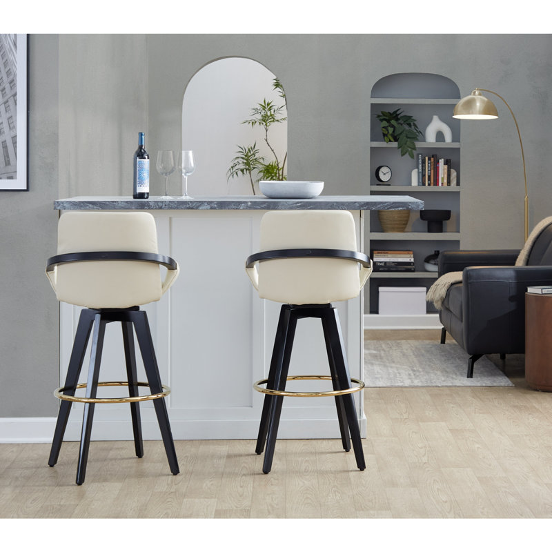 Tabouret de bar à hauteur fixe, Blanc, Noir / gris / or