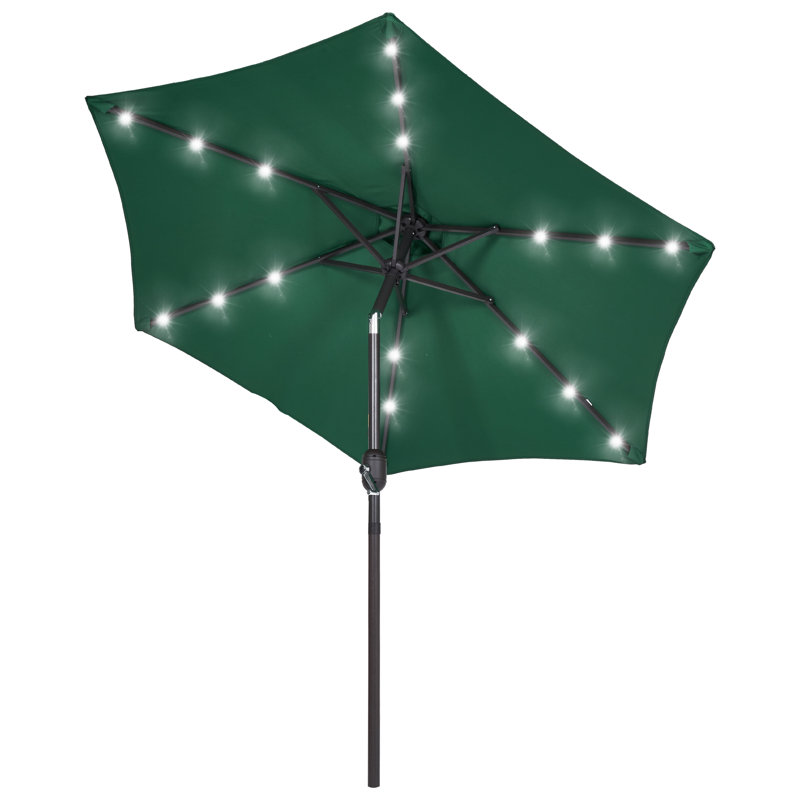 Asylbek 7.5' Lighted Market Umbrella, Dark Green