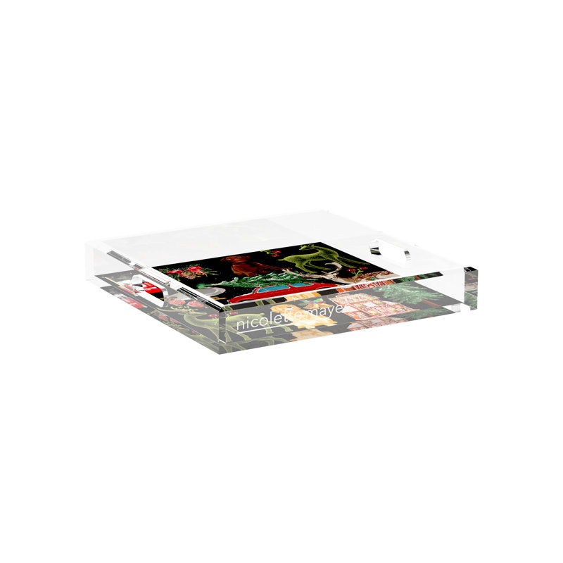 Acrylic Decorative Tray, 12"W x 12"D x 2"H, Black