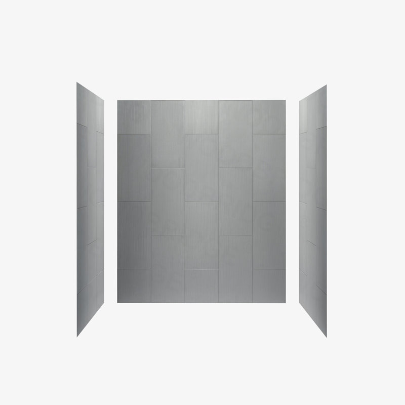 75" H x 60" W Matte Gray Composite Alcove Shower Wall Panels