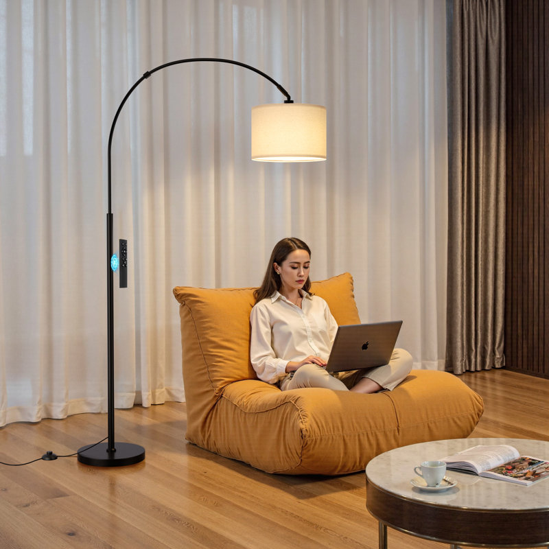 Lampe sur pied 70 po à intensité variable avec télécommande pour salon, Noir