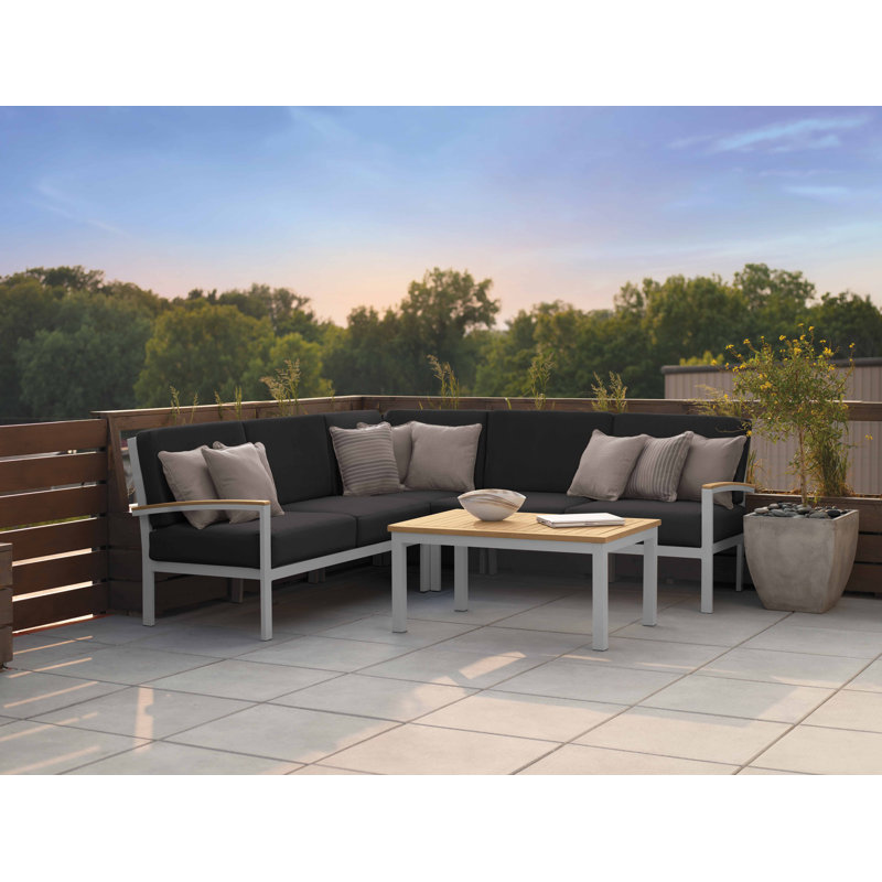 Travira Modular Corner Chair with Cushions, Jet Black
