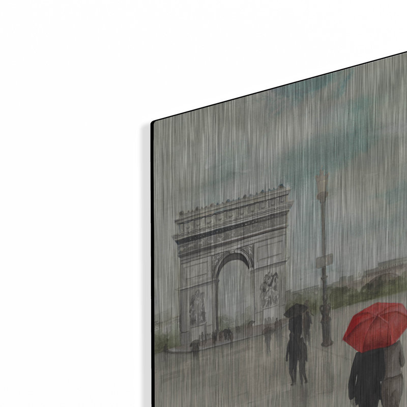 «Rainy Day Lovers II» par Grace Popp, verre d'art mural en métal, H 16 po x l 12 po