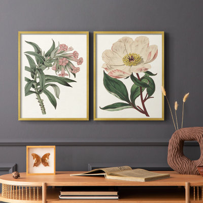 «Pink Floral Mix VI», reproduction encadrée de qualité supérieure - prête à être accrochée - aucun clou requis - aucun clou requis