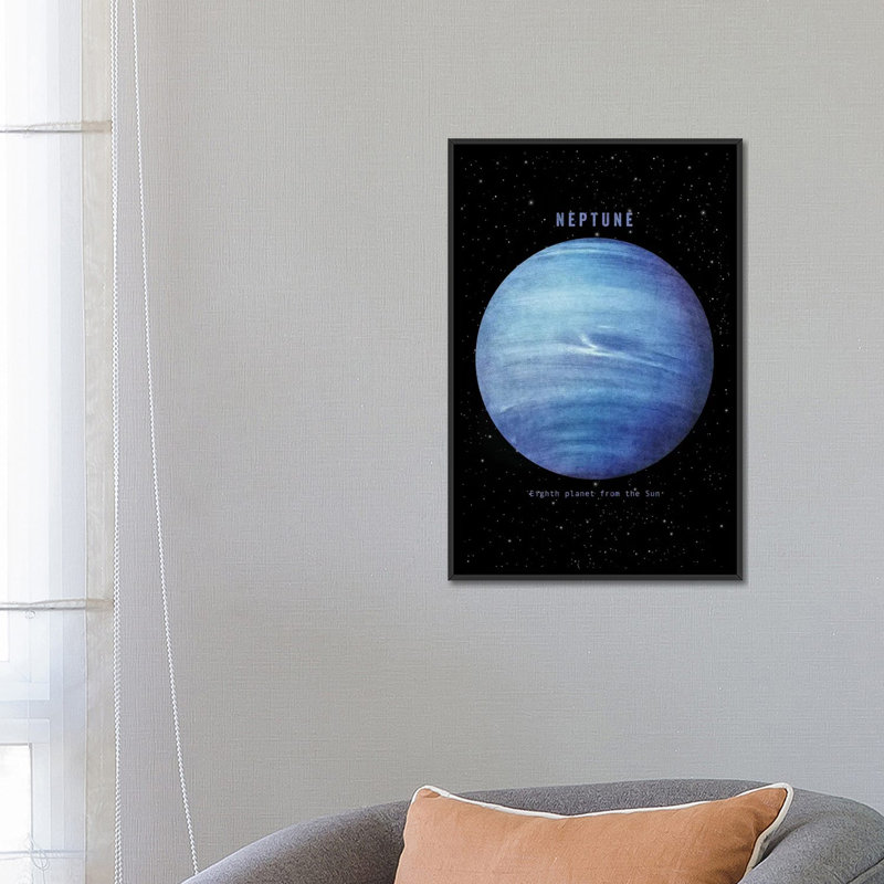 « neptune », impression sur toile, H 26 po x l 18 po x P 1,5 po, Toile avec cadre noir, Pas de tapis
